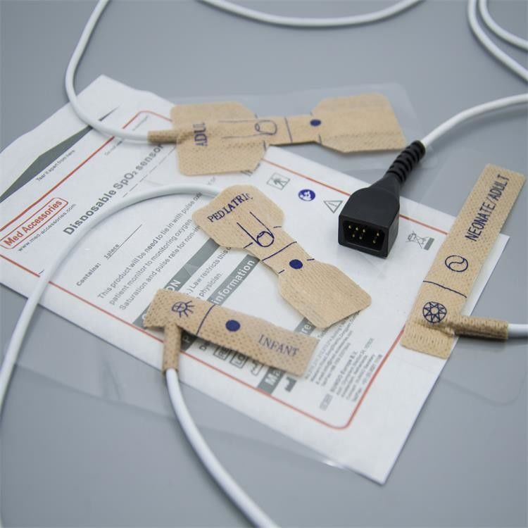 粘着性 使い捨てパルスオキシメーター 指検知器 長さ90cm 白色