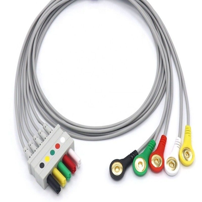 ラテックスフリー 安定したECGリードワイヤ 0012-00-1261-07 AHA IEC ECGケーブル