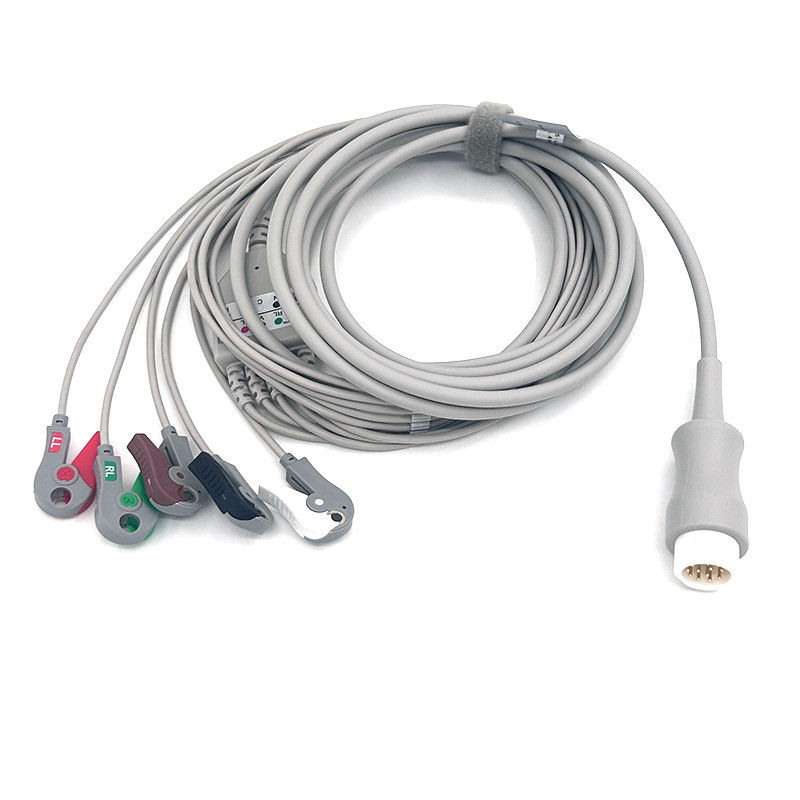 HP 12Pin 5LED WIRES ECGモニターケーブル グレー カラー ラテックスフリー マルチ機能