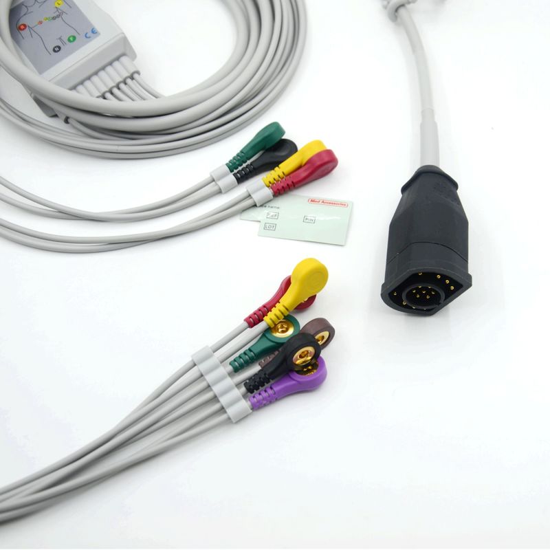 互換 Zoll 10 Leads スナップタイプ IEC 標準 EKG ケーブルとワイヤ
