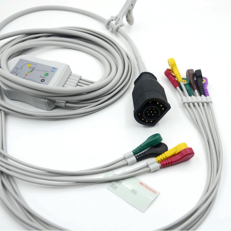 互換 Zoll 10 Leads スナップタイプ IEC 標準 EKG ケーブルとワイヤ