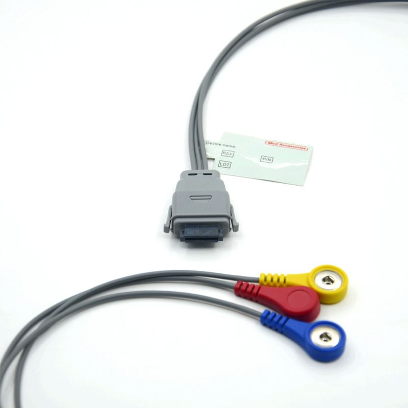互換性のあるEdan SE-2003 5リードホルター心電図ケーブル（スナップ付き）、成人/小児用