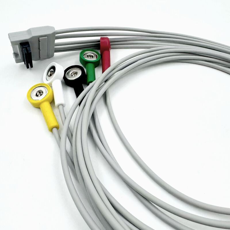 高品質のメッドアクセサリー RoHS認証診断シリコン IEC カラー5鉛グリバー EKG ECGケーブル BLT対応