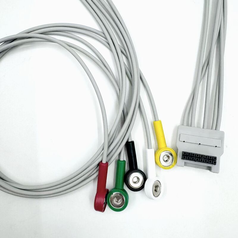 高品質のメッドアクセサリー RoHS認証診断シリコン IEC カラー5鉛グリバー EKG ECGケーブル BLT対応