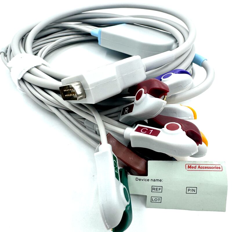 医療用アクセサリと互換性のあるグラバーエンド付き 10 リード心電図ケーブル 医療グレードの TPU ラテックス医療消耗品 RoHS 認定