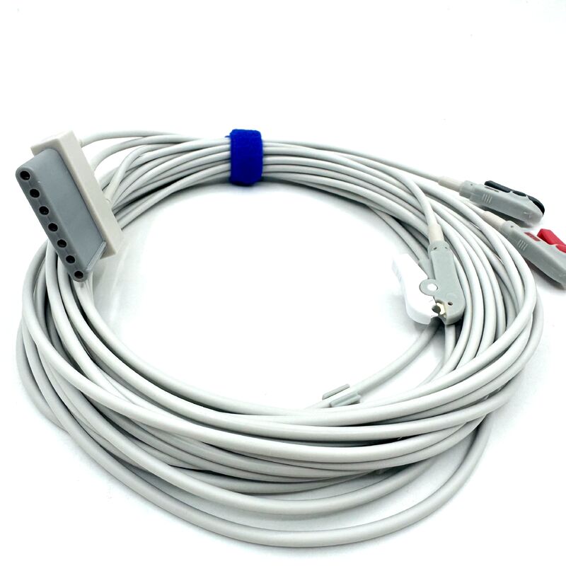 高品質のメッドアクセサリー RoHS 認定診断シリコン IEC カラー 3 リードグリッバー ECGケーブルリードワイヤー