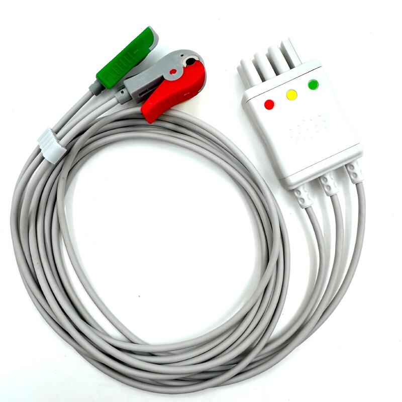 高品質のメッドアクセサリー IEC カラーモデル RoHS 認証 3 リードグリッバー ECG リードワイヤ 互換性 ニホン コーデン