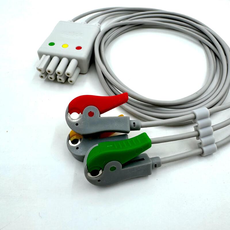 高品質のメッドアクセサリー IEC カラーモデル RoHS 認証 3 リードグリッバー ECG リードワイヤ 互換性 ニホン コーデン